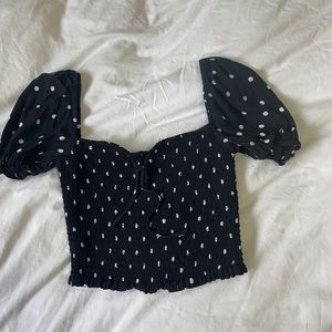 Wilfred polka dot smocked blouse